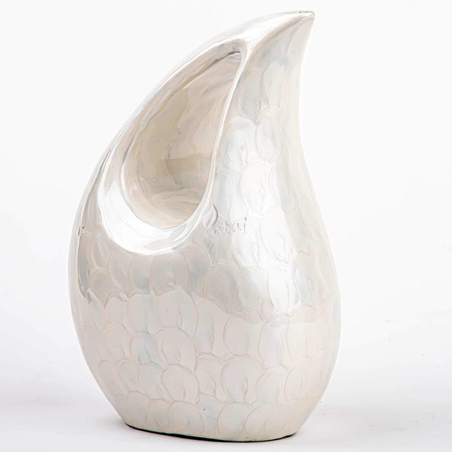 Handcrafted Cremation Urn – Diamond Cut White Daisy Design – Suitable for Adult Men & Women, Mom & Dad – 200lbs Capacity