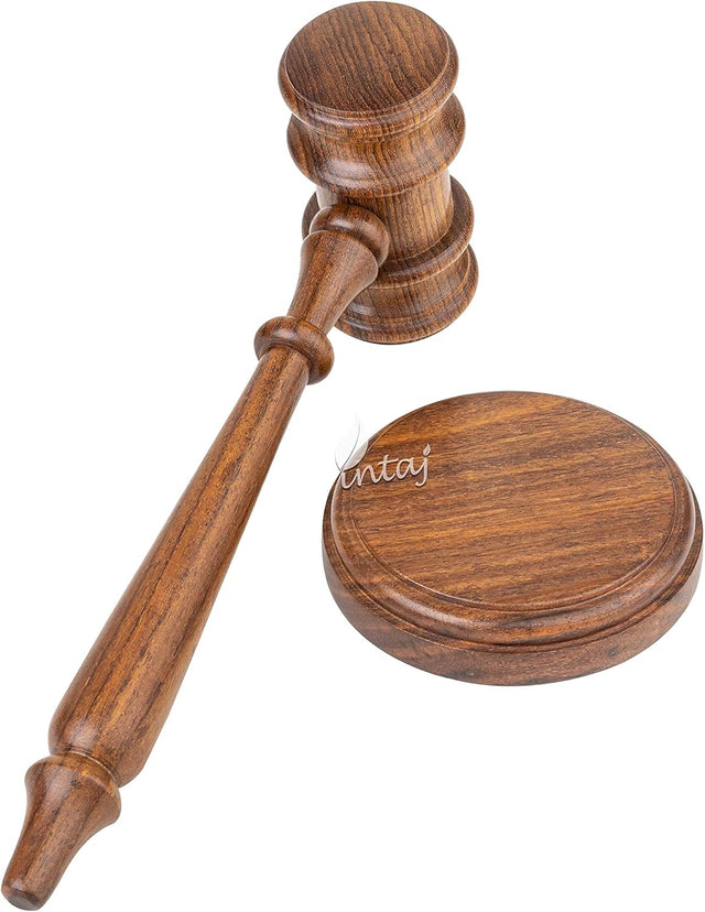 Rosewood Judge Gavel and Sound Block, Handmade Auction Mallet