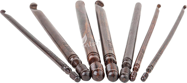 Rosewood Crochet Hook Set of 7, 3.5-10mm Handmade Wooden Hooks