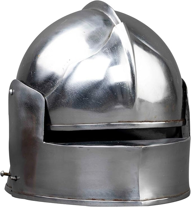 Medieval Barbuta Visored Helmet, Brushed Steel Knight Armour Decor