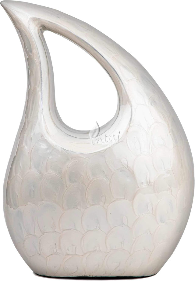Handcrafted Cremation Keepsake Urns – Diamond Cut White Daisy Design – Suitable for Adult Men & Women, Mom & Dad – Set of 4 Small Capacity