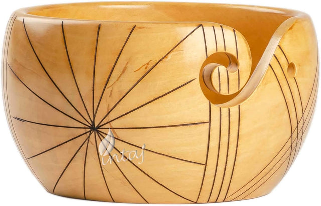 Handmade Large Wooden Yarn Bowl for Knitting Crochet Perfect Yarn Holder Rosewood Bowl for Mothers Day Christmas Gift (X-Large - 7x4, Stripes)