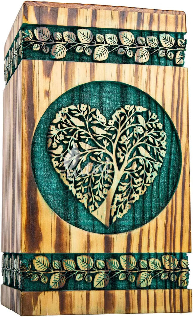 Handmade Rosewood Urn – Heart Pine Tree of Life – Suitable for Adult & Dog Ashes – X-Small (7.5Hx4.25W, 100 Cu/in)