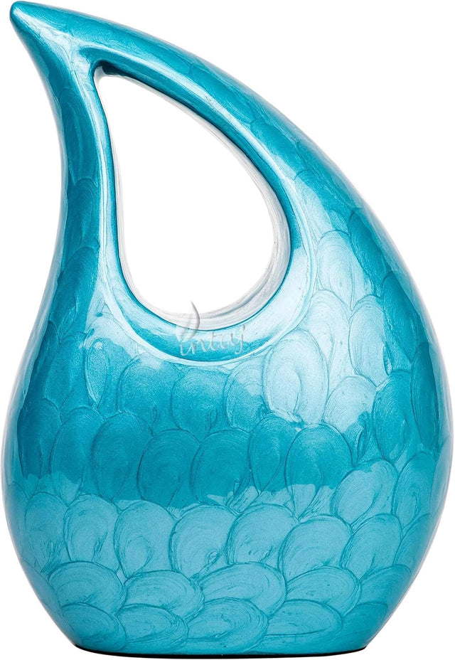 Handcarved Cremation Urn – Diamond Cut Royal Blue Design – Suitable for Adult Men & Women, Mom & Dad – 200lbs Capacity