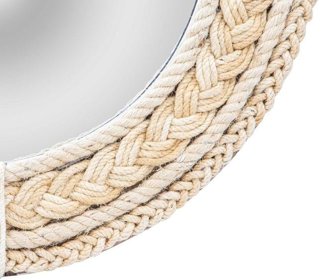 Rustic Rope Round Wall Mirror - Nautical Decorative Wall Mirror Handcrafted - Large Wall Home Decor Mirror for Bathroom, Bedroom, Entryway, Living Room (36x36, Brown Braided)
