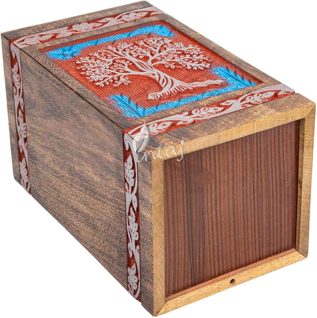 Handcarved Wooden Cremation Urn – Tree of Life Design – Suitable for Adult Men & Women, Mom & Dad, and Dogs – 180 Cu/in Capacity