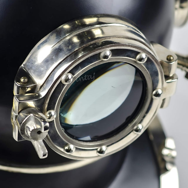 Black Matte Silver Scuba Diving Helmet Decor, Large Marine Display