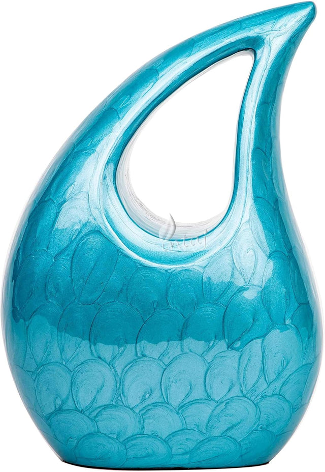 Handcrafted Cremation Urn – Diamond Cut Royal Blue Design – Suitable for Adult Men & Women, Mom & Dad – Set of 4 Small Size
