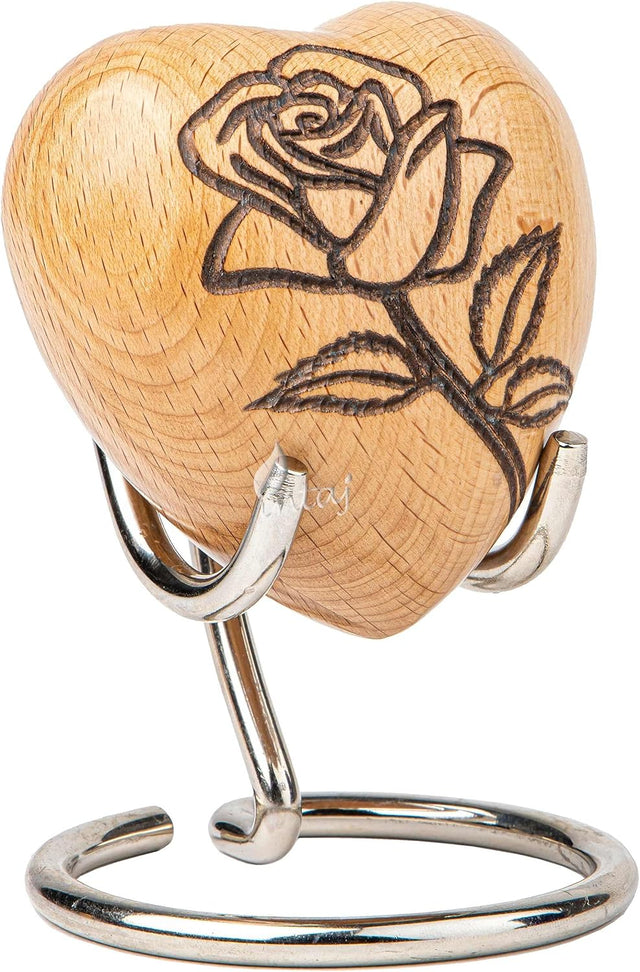 Handcarved Wooden Cremation Urn – Humming Bird Design – Suitable for Dogs & Cats – BeechWood 7 Cu/in Capacity
