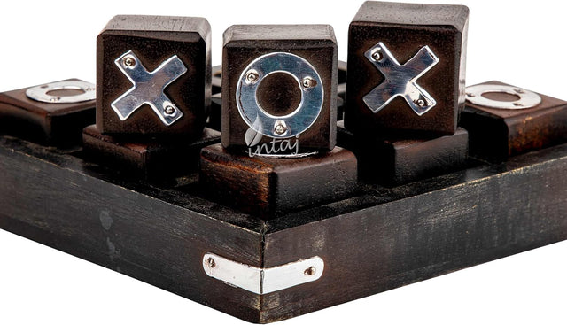 Wooden Tic Tac Toe Board Game, Rustic XOXO Table Decor Design 4