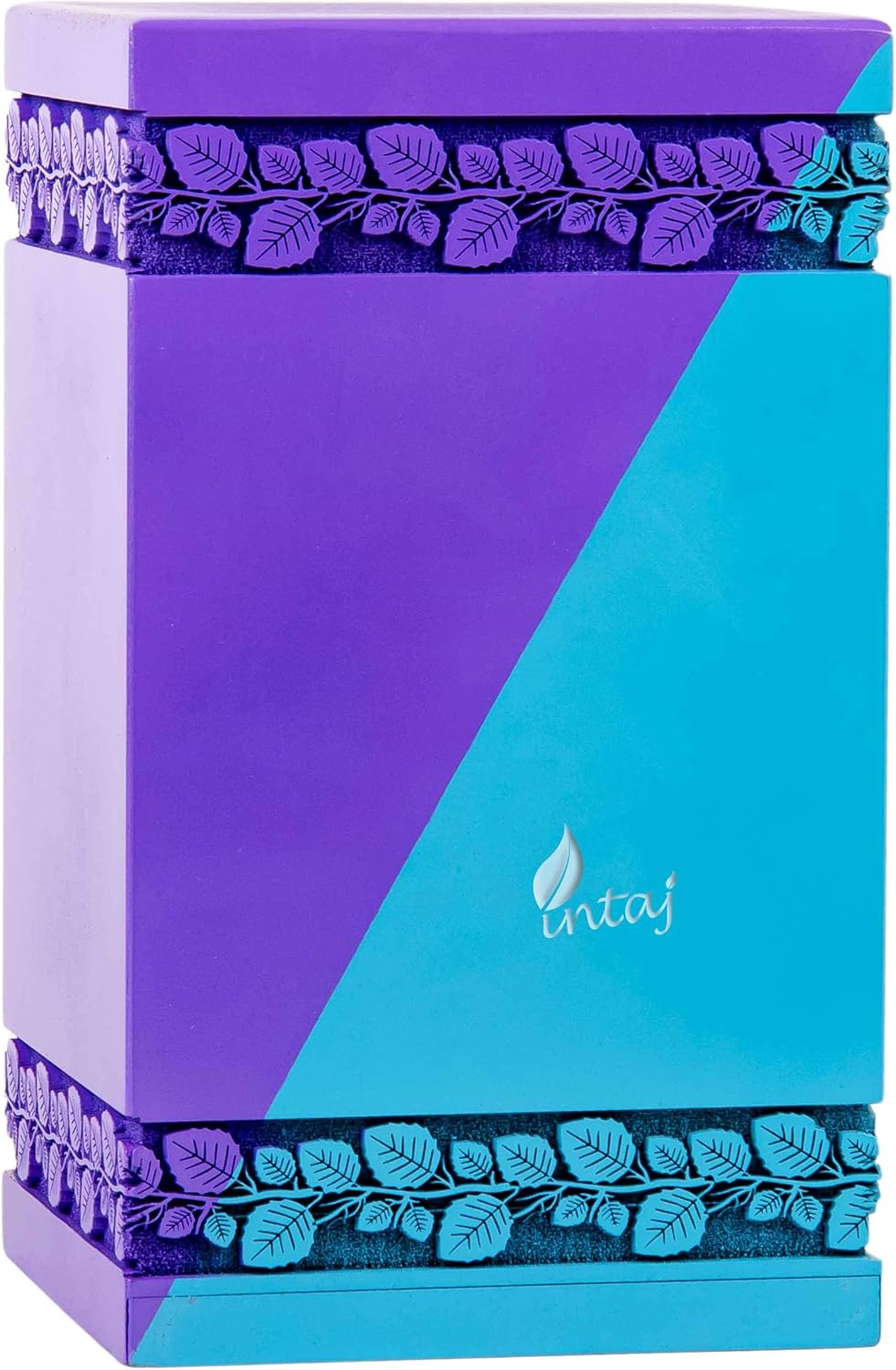 Handcarved Wooden Cremation Urn – Celtic Knot Tree of Life – Suitable for Adult Men & Women, Mom & Dad – 250 Cu/in Capacity – SkyBlue Purple Finish (Large, 11.25x6.25")