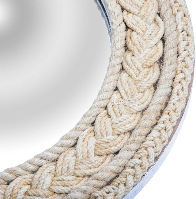 Rustic Rope Round Wall Mirror - Nautical Decorative Wall Mirror Handcrafted - Large Wall Home Decor Mirror for Bathroom, Bedroom, Entryway, Living Room (24x24, Braided Black and White)