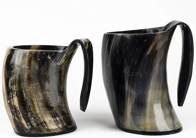 Natural Buffalo Horn Beer Mug, Large Handmade Viking Tankard