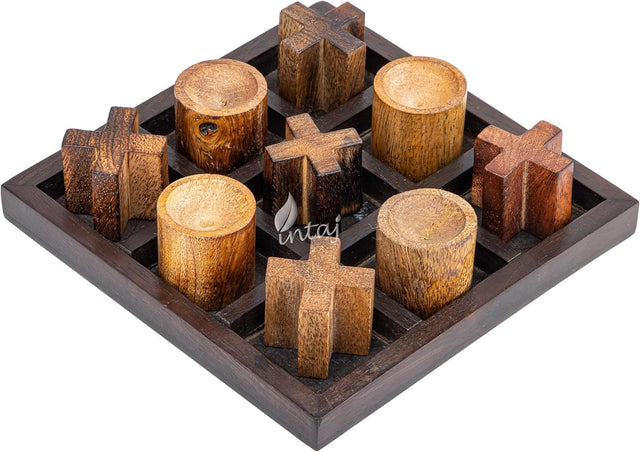 Wooden Tic Tac Toe Board Game, Rustic XOXO Table Decor Design 6