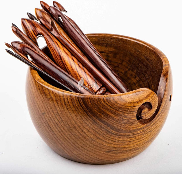 Rosewood Crochet Hook Set of 12, 1-25mm Handmade Wooden Hooks