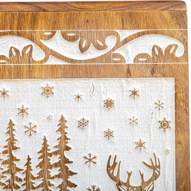 Handcarved Wooden Cremation Urn – Deer Carved Design in White Rosewood – Suitable for Adult Men & Women, Mom & Dad, and Pet Dogs – 115 Cu/in Capacity