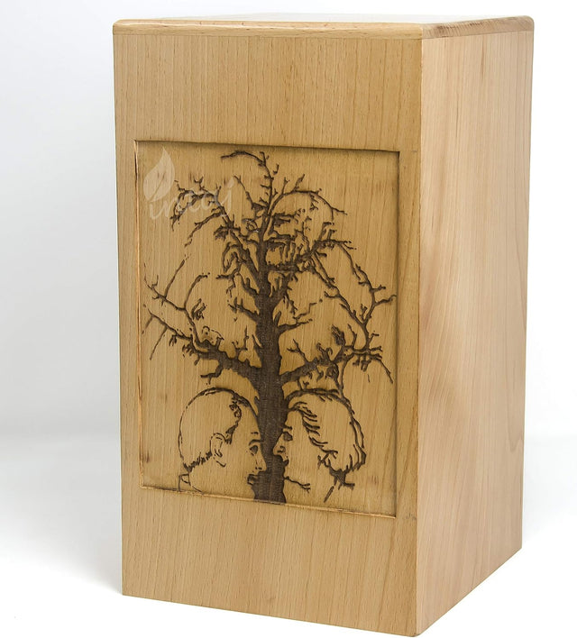 Handmade Rosewood Cremation Urn – People's Tree Design – Suitable for Adult Men & Women, Mom & Dad – 250 Cu/in Capacity