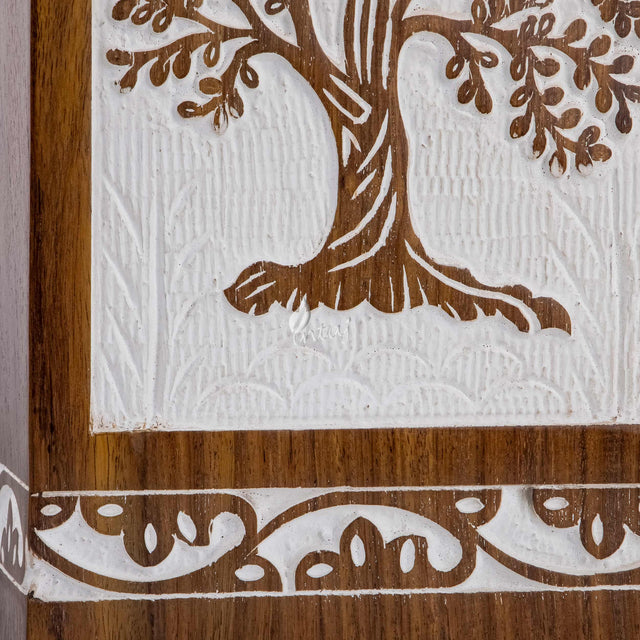 Handcarved Wooden Cremation Urn – Tree of Life – Suitable for Adults – 640lbs Capacity