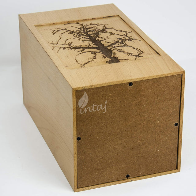 Handmade Rosewood Cremation Urn – People's Tree Design – Suitable for Adult Men & Women, Mom & Dad – 250 Cu/in Capacity