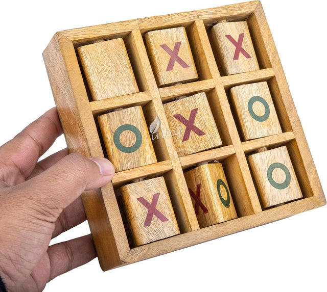 Wooden Tic Tac Toe Board Game, Rustic XOXO Table Decor Design 3