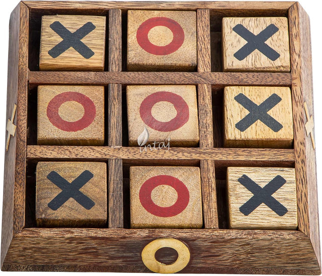 Wooden Tic Tac Toe Board Game, Rustic XOXO Table Decor Design 2