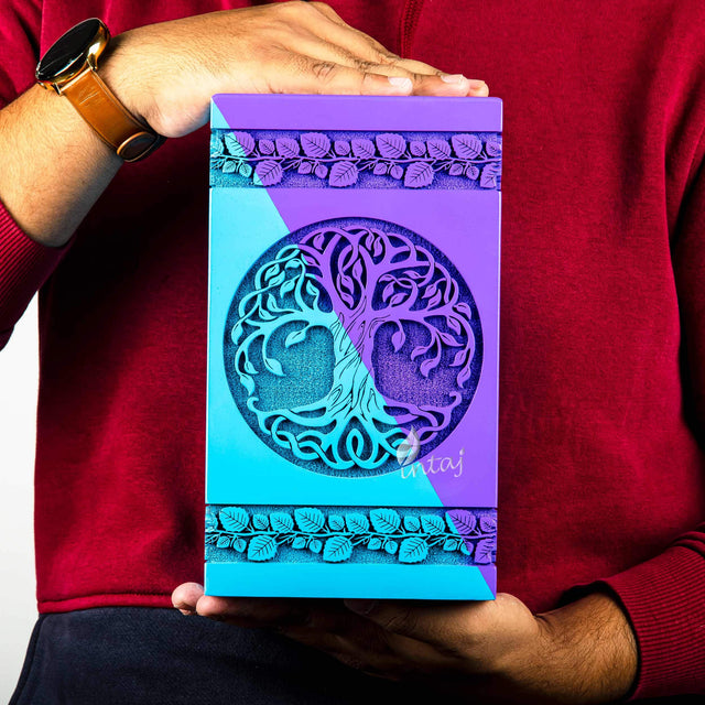 Handcarved Wooden Cremation Urn – Celtic Knot Tree of Life – Suitable for Adult Men & Women, Mom & Dad – 180lbs Capacity
