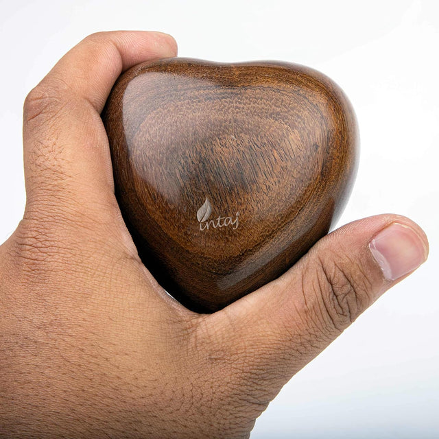 Handcarved Wooden Heart Cremation Urn – Hummingbird Design – Suitable for Dogs & Cats – 14 Cu/in Capacity