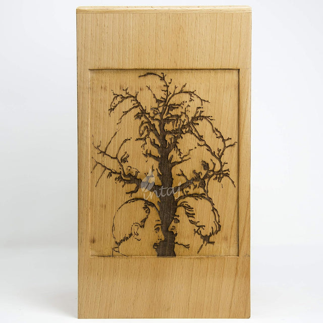 Handmade Rosewood Cremation Urn – People's Tree Design – Suitable for Adult Men & Women, Mom & Dad – 150 Cu/in Capacity