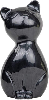 Handcarved Cremation Urn – Black Matte Cat Design – Suitable for Dogs & Cats – Black Matte Cat, Stnd (9x4.5)