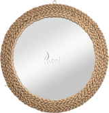 Rustic Wall Mirror - Decorative Wall Mount Round Large Wall Hanging Mirror for Living Room Bathroom Bedroom Farmhouse Entry Wall Decor (Rustic Brown, 15" Dia)