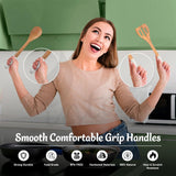 Handcrafted Teak Wooden Cooking Spoons – Ergonomic Stirring, Mixing, Scraping & Serving – Ideal for Nonstick, Cast Iron & Ceramic Cookware – Suitable for Everyday Use – 5 Piece Kitchen Utensils Set