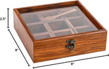 Handmade Rosewood Spice Box, 9 Compartment Wooden Masala Box