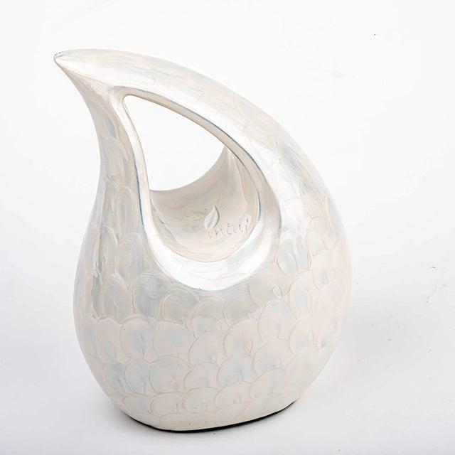 Handcrafted Cremation Keepsake Urns – Diamond Cut White Daisy Design – Suitable for Adult Men & Women, Mom & Dad – Set of 4 Small Capacity