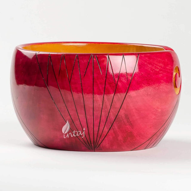 Handmade Large Wooden Yarn Bowl for Knitting Crochet Perfect Yarn Holder Rosewood Bowl for Mothers Day Christmas Gift (X-Large - 7x4, Pink Stripes)