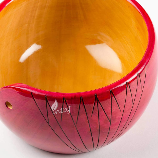 Handmade Large Wooden Yarn Bowl for Knitting Crochet Perfect Yarn Holder Rosewood Bowl for Mothers Day Christmas Gift (Large - 6x4, Pink Stripes)