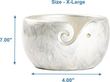 Handmade Large Wooden Yarn Bowl for Knitting Crochet Perfect Yarn Holder Rosewood Bowl for Mothers Day Christmas Gift (X-Large - 7x4, White Patch)
