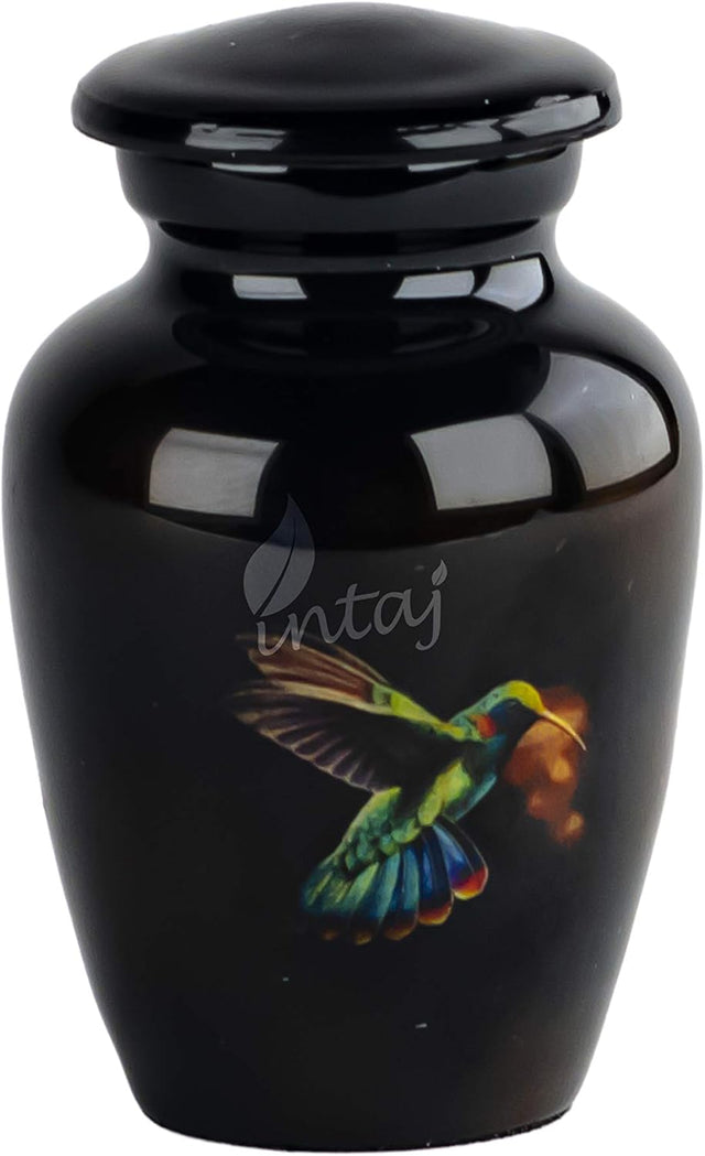 Handcrafted Keepsake Cremation Urn – Rare Dove on Black Design – Suitable for Adult Men & Women – Mini Size (1 Unit)
