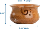 Rosewood Yarn Bowl - Yarn Knitting Bowl Handcrafted - Christmas Gift - Wooden Yarn Bowl for Knitting and Crocheting (X-Large - 7x4, Turned Caramel)