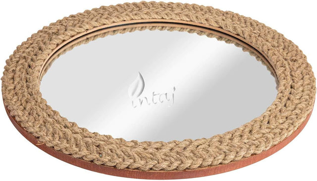 Rustic Wall Mirror - Decorative Wall Mount Round Large Wall Hanging Mirror for Living Room Bathroom Bedroom Farmhouse Entry Wall Decor (Rustic Brown, 15" Dia)