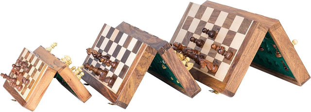 Handmade Wooden Chess Board, 7 Inch Small Wood Game Board
