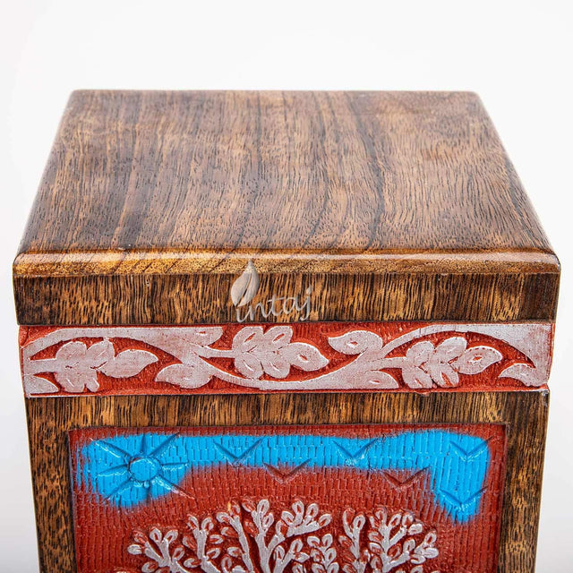 Handcarved Wooden Cremation Urn – Tree of Life Design – Suitable for Adult Men & Women, Mom & Dad, and Dogs – 250 Cu/in Capacity