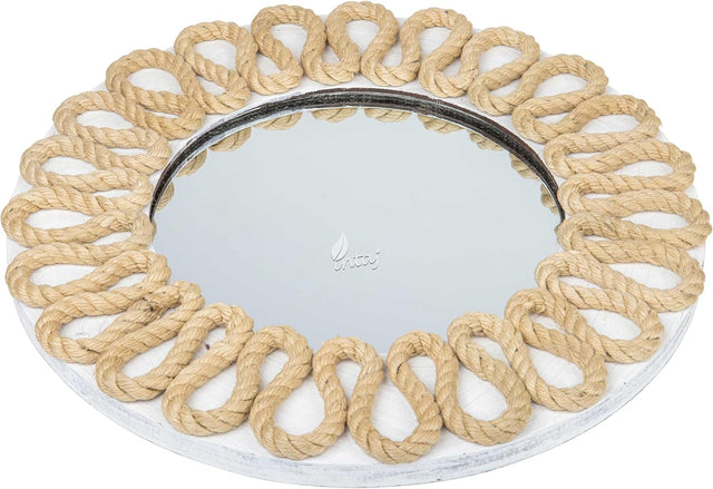 Rustic Rope Round Wall Mirror - Nautical Decorative Wall Mirror Handcrafted - Large Wall Home Decor Mirror for Bathroom, Bedroom, Entryway, Living Room (15x15, Natural Brown)