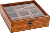 Handmade Rosewood Spice Box, 9 Compartment Wooden Masala Box
