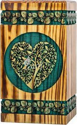 Handmade Rosewood Urn – Heart Pine Tree of Life – Suitable for Adult & Dog Ashes – Large (11.25Hx6.25W, 250 Cu/in)