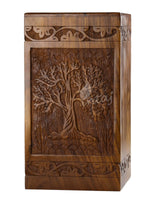 Handcarved Wooden Cremation Urn – Tree of Life – Suitable for Adult Men & Women – 250lbs