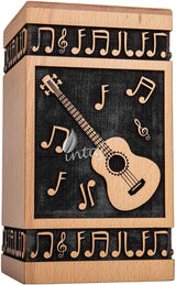 Handcarved Wooden Cremation Urn – Guitar Design Memorial Urn – Suitable for Adult Men & Women, Children & Pets – 115lbs Capacity