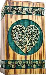 Handmade Rosewood Urn – Heart Pine Tree of Life – Suitable for Adult & Dog Ashes – X-Small (7.5Hx4.25W, 100 Cu/in)