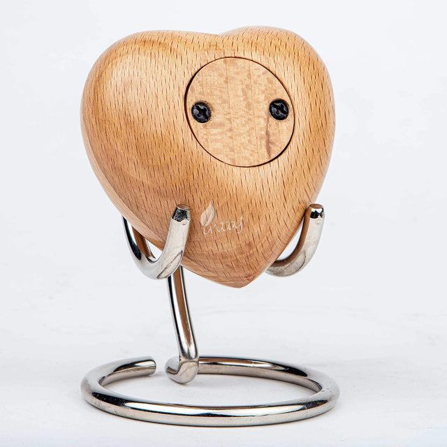 Handcarved Wooden Cremation Urn – BeechWood Humming Bird Design – Suitable for Dogs & Cats – 14 Cu/in Capacity