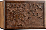 Handcarved Wooden Cremation Urn – Tree of Life Design – Suitable for Adult Men & Women, Mom & Dad, Children & Pets – 340 Cu/in Capacity