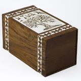 Handcarved Wooden Cremation Urn – Soulful Tree of Life Design – Suitable for Adult Men & Women, Mom & Dad – 150 Cu/in Capacity – Antique Finish (Medium, Tree 73 Design)